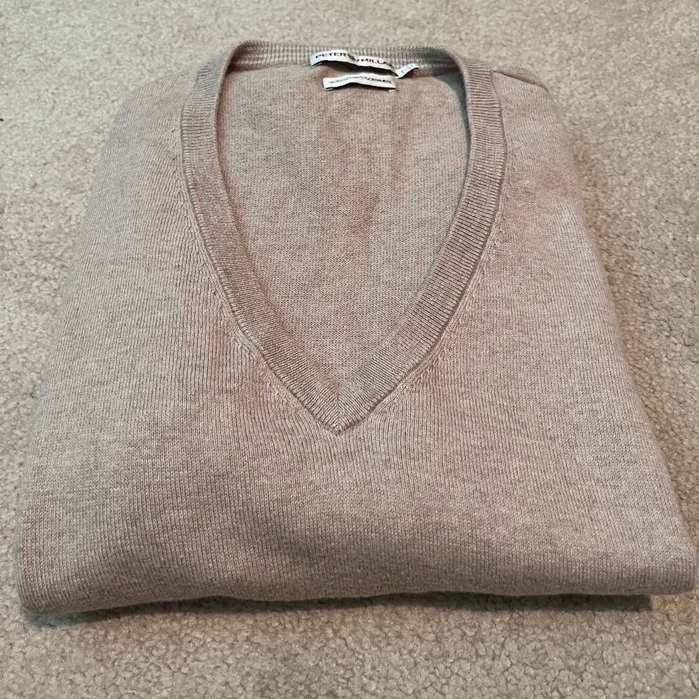 Peter Millar Men's Tan V-Neck Sweater